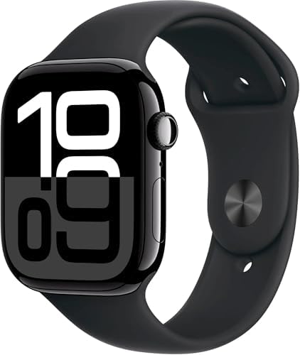 Apple Watch Series 10  GPS  46mm    Jet Black Aluminum Case with Black Sport Band  M/L  Renewed 
