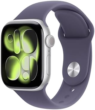 Apple Reloj inteligente de la serie 11 [GPS 1.811 in] con caja de aluminio gris espacial con correa deportiva negra - M/L. Puntuación de sueño, rastreador de fitness, monitoreo de salud, pantalla siempre encendida, resistente al agua