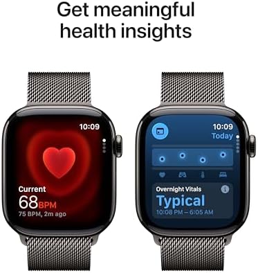 Apple Reloj inteligente de la serie 11 [GPS 1.811 in] con caja de aluminio gris espacial con correa deportiva negra - M/L. Puntuación de sueño, rastreador de fitness, monitoreo de salud, pantalla siempre encendida, resistente al agua