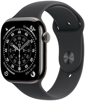 Apple Reloj inteligente de la serie 11 [GPS 1.811 in] con caja de aluminio gris espacial con correa deportiva negra - M/L. Puntuación de sueño, rastreador de fitness, monitoreo de salud, pantalla siempre encendida, resistente al agua