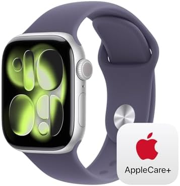 Apple Watch Series 11  GPS 42mm  Smartwatch with Silver Aluminum Case with Purple Fog Sport Band   S/M  Sleep Score  Fitness Tracker  Health Monitoring  Always On Display  Water Resistant