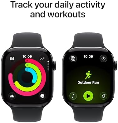 Apple Watch Series 11  GPS   Cellular 46mm  Smartwatch with Jet Black Aluminum Case with Black Sport Band   M/L  Sleep Score  Fitness Tracker  Health Monitoring  Always On Display  Water Resistant