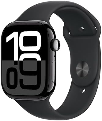 Apple Watch Series 10  GPS 46mm case  Smartwatch with Jet Black Aluminum Case with Black Sport Band   M/L  Fitness Tracker  ECG App  Always On Retina Display  Water Resistant