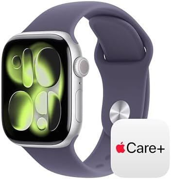 Apple Reloj inteligente de la serie 11 [GPS de 1.654 in] con caja de aluminio oro rosa con banda deportiva color rubor claro - S/M. Puntuación de sueño, rastreador de fitness, monitoreo de salud, pantalla siempre encendida, resistente al agua