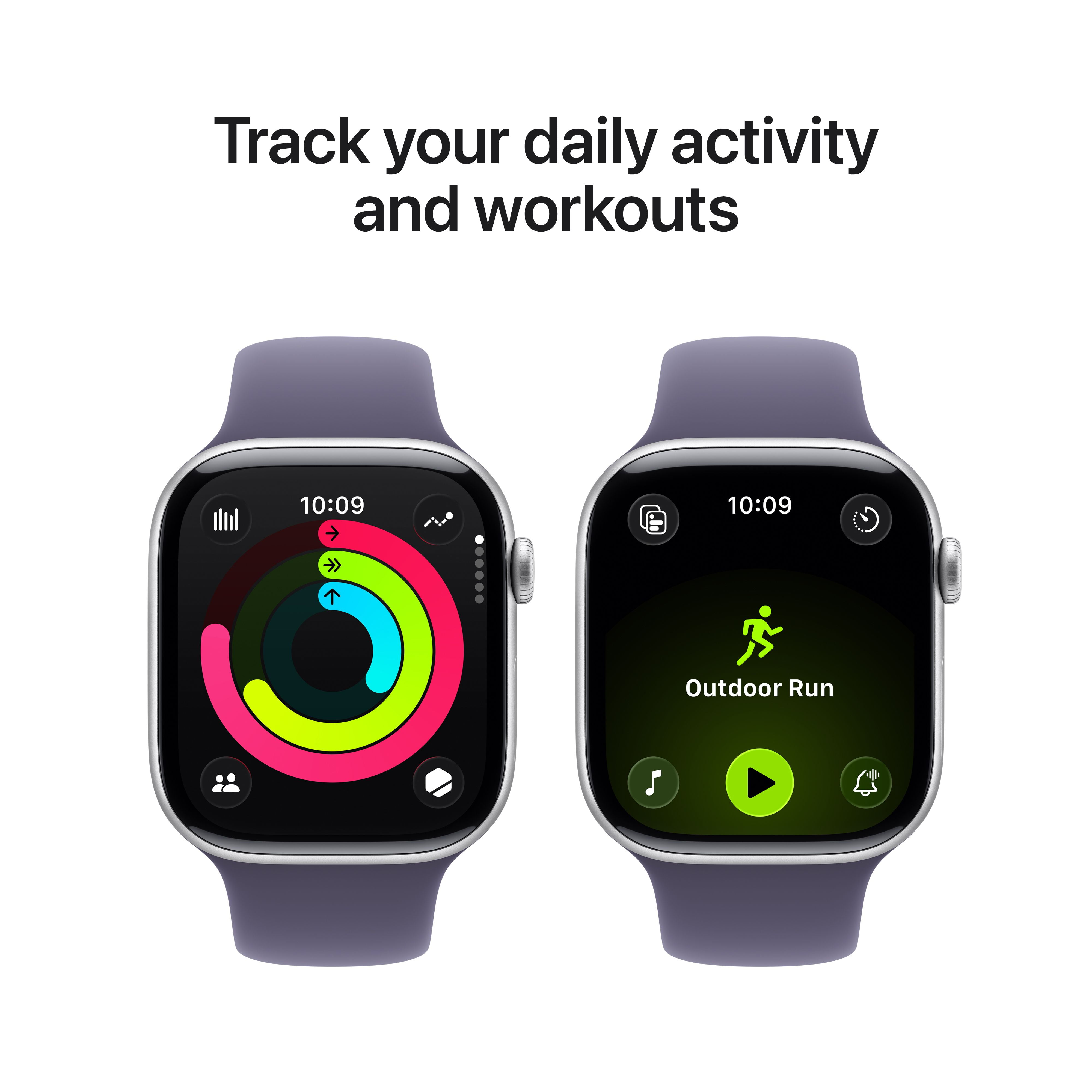 Apple Watch Series 11 [GPS 46mm] Reloj Inteligente con Caja de Aluminio Plateado con Correa Deportiva Purple Fog - M/L
