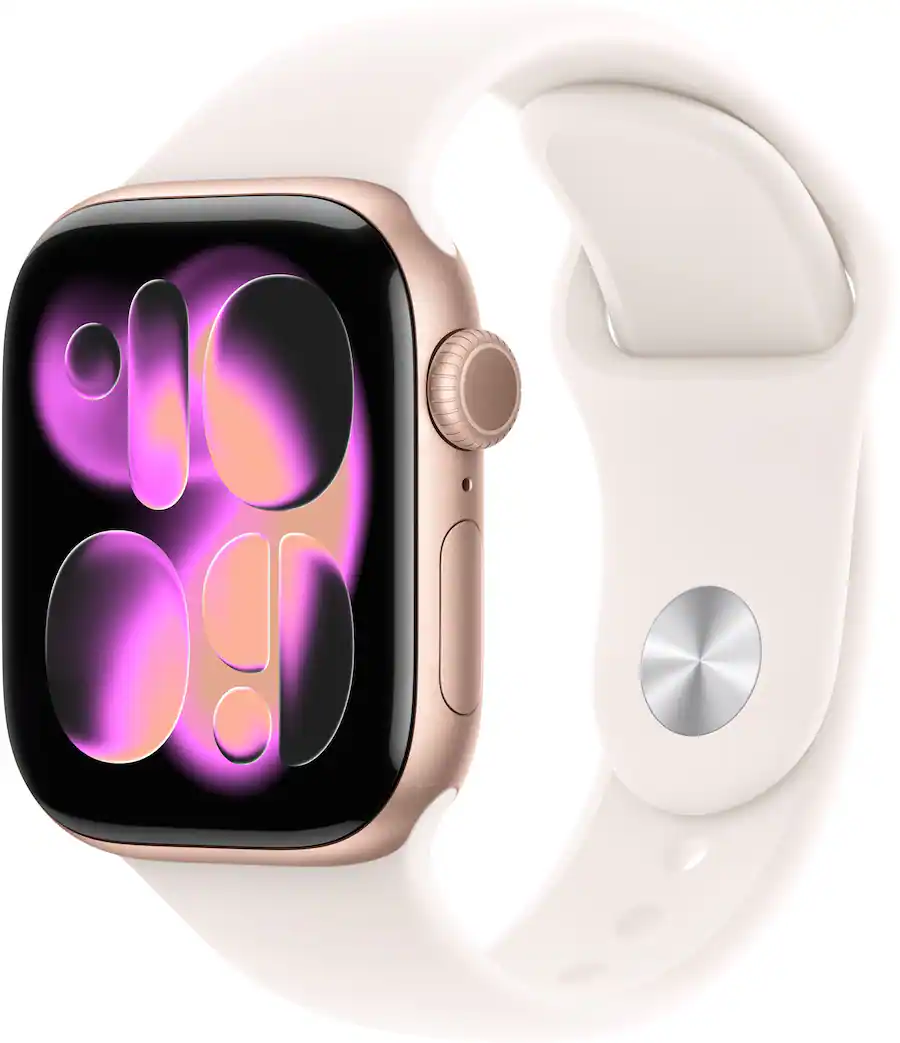 Apple Watch Series 11  GPS  42mm Rose Gold Aluminum Case with Light Blush Sport Band   S/M   Rose Gold    2025 