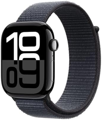 Apple Watch Series 10  GPS  46mm    Jet Black Aluminum Case with Ink Sport Loop  Renewed 