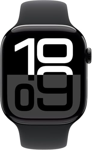 Apple Watch Series 10  GPS   Cellular  46mm    Jet Black Aluminum Case with Black Sport Band  S/M  Renewed 