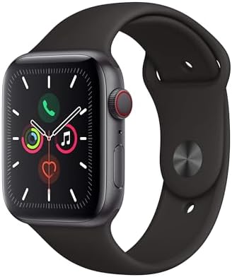Apple Watch Series 5  GPS  44MM    Space Gray Aluminum Case with Black Sport Band  Renewed 