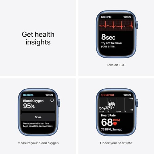 Apple Watch Series 7 GPS 45mm Blue Aluminum Case with Abyss Blue Sport Band Regular Renewed