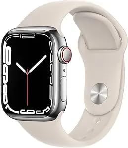 Apple Watch Series 7  GPS   Cellular  41mm  Starlight Aluminum Case with Starlight Sport Band  Regular  Renewed 