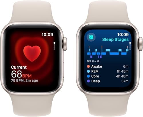 Apple Watch Series 7  GPS   Cellular  41mm  Starlight Aluminum Case with Starlight Sport Band  Regular  Renewed 