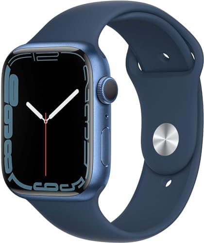 Apple Watch Series 7  GPS  45mm  Blue Aluminum Case with Abyss Blue Sport Band  Regular  Renewed 