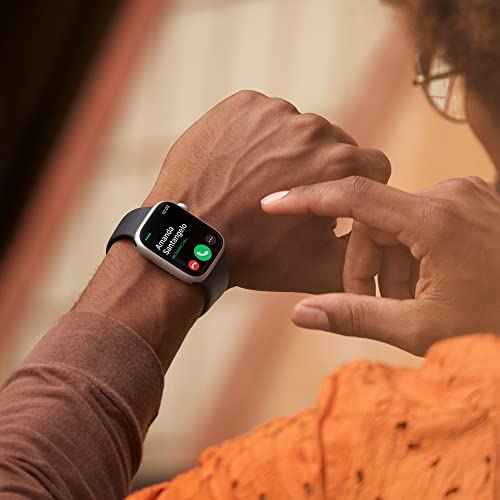 Apple Watch Series 8 - Reloj inteligente con caja de aluminio de color negro (Midnight) y correa deportiva de color negro (Midnight), M/L (renovado) (GPS, 45 mm)