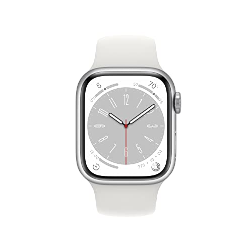 Apple Watch Series 8  GPS   Cellular  41mm    Silver Aluminum Case with White Sport Band  S/M  Renewed