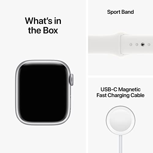 Apple Watch Series 8  GPS   Cellular  41mm    Silver Aluminum Case with White Sport Band  S/M  Renewed