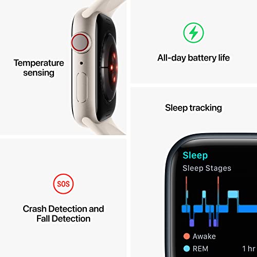 Apple Watch Series 8  GPS Cellular  45mm    Graphite Stainless Steel Case with Midnight Sport Band  M/L  Renewed
