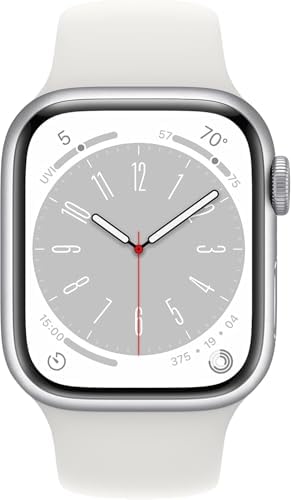 Apple Watch Series 8  GPS  45mm  Silver Aluminum Case with White Sport Band  M/L  Renewed 