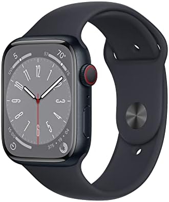 Apple Watch Series 8  GPS   Cellular  45mm    Midnight Aluminum Case with Midnight Sport Band  M/L  Renewed 