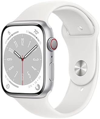 Apple Watch Series 8  GPS  45mm  Silver Aluminum Case with White Sport Band  M/L  Renewed 