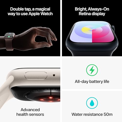 Apple Watch Series 9  GPS 45mm  Midnight Aluminum Case with Midnight Sport Band  S/M  Renewed