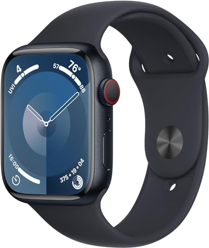 Apple Watch Series 9  GPS   Cellular 45mm  Midnight Aluminum Case with Midnight Sport Band M/L  Renewed 