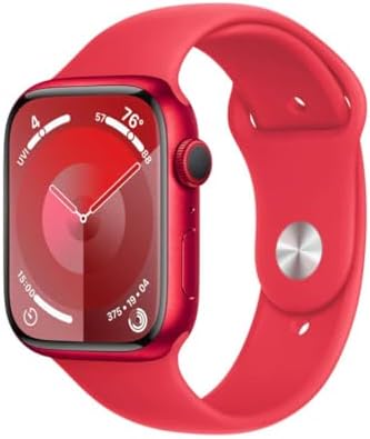 Apple Reloj Serie 9 [GPS, 1.614 in] (Producto) Caja de aluminio roja con (Producto) Correa deportiva roja, S/M (renovado)