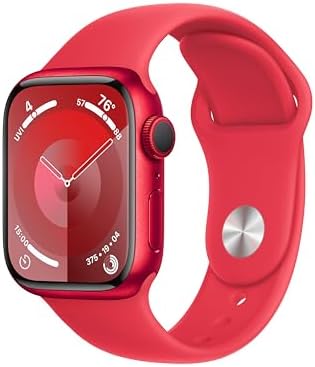 Apple Reloj Serie 9 [GPS, 1.614 in] (Producto) Caja de aluminio roja con (Producto) Correa deportiva roja, S/M (renovado)