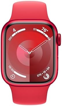 Apple Reloj Serie 9 [GPS, 1.614 in] (Producto) Caja de aluminio roja con (Producto) Correa deportiva roja, S/M (renovado)