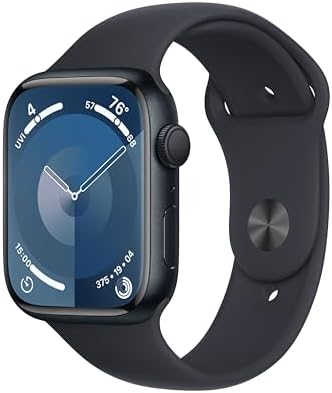 Apple Watch Series 9 [GPS 45mm] con caja de aluminio medianoche y correa deportiva medianoche M/L (renovado)