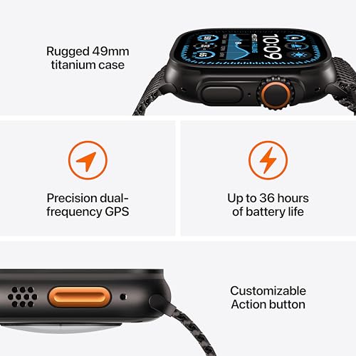 Apple Watch Ultra 2  GPS   Cellular 49mm  Smartwatch  Sport Watch with Black Titanium Case with Black Ocean Band  Fitness Tracker  Precision GPS  Action Button  Extra Long Battery Life