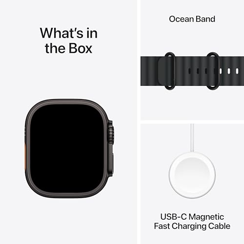 Apple Watch Ultra 2  GPS   Cellular 49mm  Smartwatch  Sport Watch with Black Titanium Case with Black Ocean Band  Fitness Tracker  Precision GPS  Action Button  Extra Long Battery Life