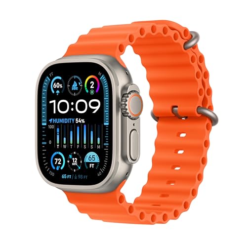 Apple Watch Ultra 2  GPS   Cellular 49mm  Smartwatch with Rugged Titanium Case & Orange Ocean Band One Size  Fitness Tracker  Precision GPS  Action Button  Extra Long Battery Life