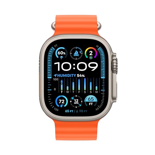 Apple Watch Ultra 2  GPS   Cellular 49mm  Smartwatch with Rugged Titanium Case & Orange Ocean Band One Size  Fitness Tracker  Precision GPS  Action Button  Extra Long Battery Life