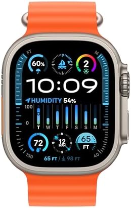 Apple Watch Ultra 2  GPS   Cellular 49mm  Smartwatch with Rugged Titanium Case & Orange Ocean Band One Size  Fitness Tracker  Precision GPS  Action Button  Extra Long Battery Life