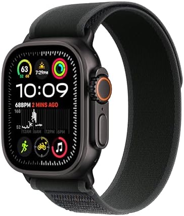 Apple Watch Ultra 2  GPS   Cellular 49mm    Black Titanium Case with Black Trail Loop  S/M  Renewed 