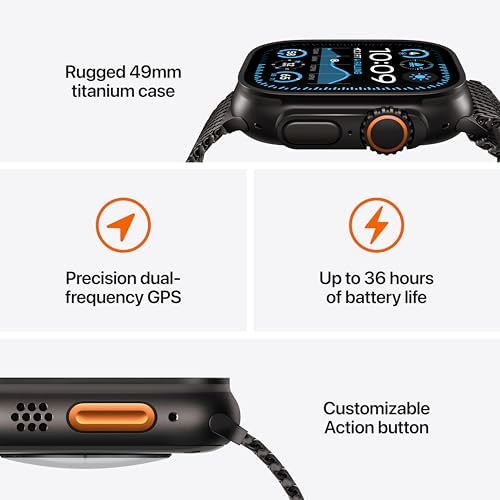 Apple Watch Ultra 2  GPS   Cellular 49mm    Black Titanium Case with Black Trail Loop  S/M  Renewed 