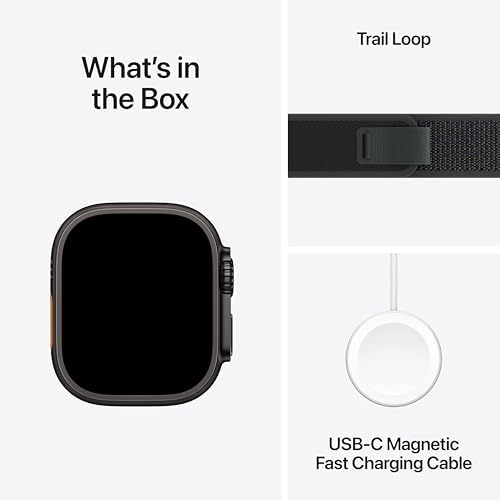 Apple Watch Ultra 2  GPS   Cellular 49mm    Black Titanium Case with Black Trail Loop  S/M  Renewed 