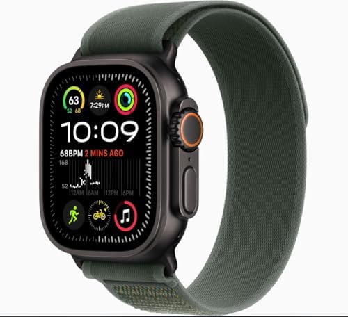 Apple Watch Ultra 2  GPS   Cellular 49mm    Black Titanium Case with Black Trail Loop  S/M  Renewed 
