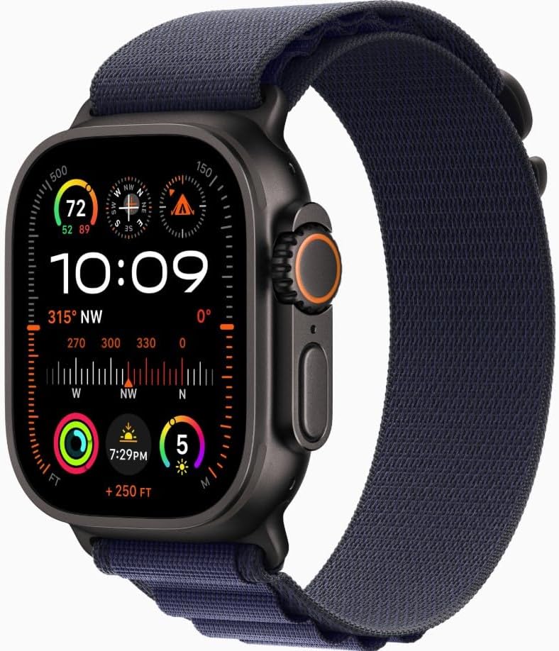 Apple Watch Ultra 2  GPS   Cellular 49mm    Black Titanium Case with Black Trail Loop  S/M  Renewed 
