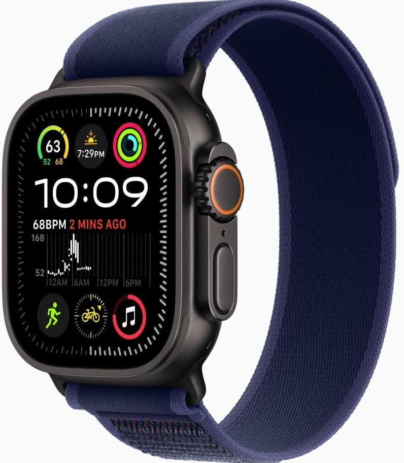 Apple Watch Ultra 2  GPS   Cellular 49mm    Black Titanium Case with Black Trail Loop  S/M  Renewed 