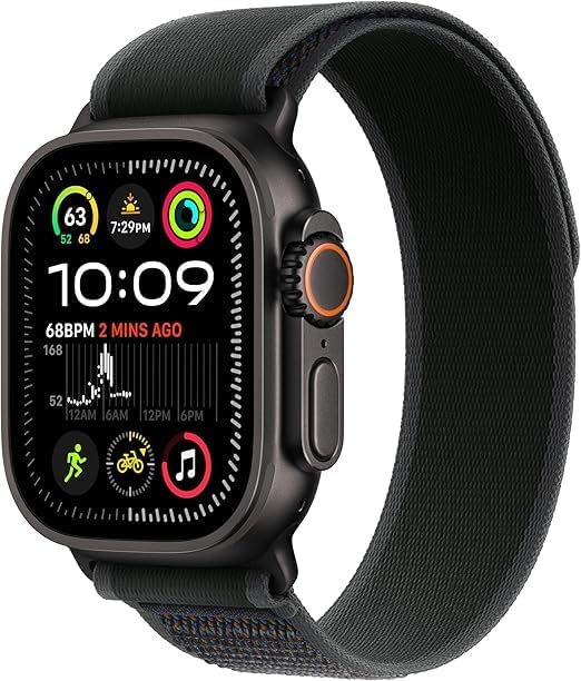 Apple Watch Ultra 2  GPS   Cellular 49mm    Black Titanium Case with Black Trail Loop  S/M  Renewed 