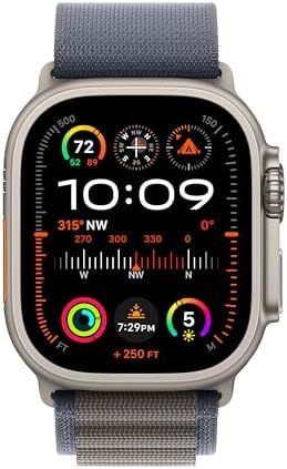 Apple Watch Ultra 2  GPS   Cellular 49mm  Rugged Titanium Case with Blue/Black Trail Loop  M/L  Renewed