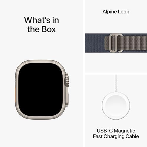 Apple Watch Ultra 2  GPS   Cellular 49mm  Rugged Titanium Case with Blue/Black Trail Loop  M/L  Renewed