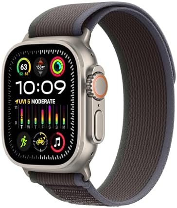 Apple Watch Ultra 2  GPS   Cellular 49mm  Rugged Titanium Case with Blue/Black Trail Loop  M/L  Renewed