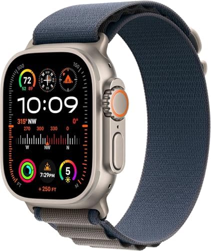 Apple Watch Ultra 2  GPS   Cellular 49mm  Rugged Titanium Case with Blue/Black Trail Loop  M/L  Renewed