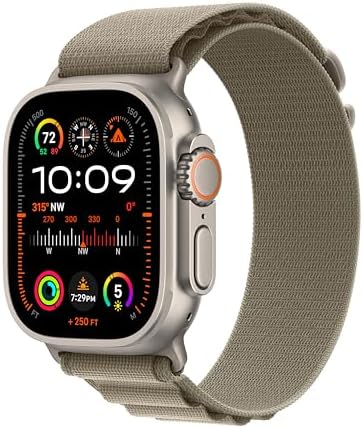 Apple Watch Ultra 2  GPS   Cellular 49mm  Rugged Titanium Case with Blue/Black Trail Loop  M/L  Renewed