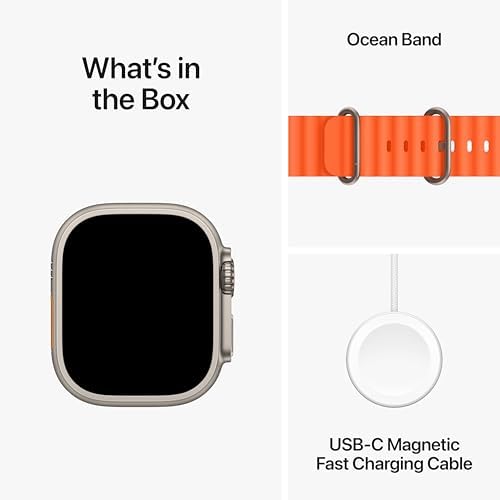 Apple Watch Ultra 2  GPS   Cellular  49mm    Titanium Case with Orange Ocean Band  One Size  Renewed 