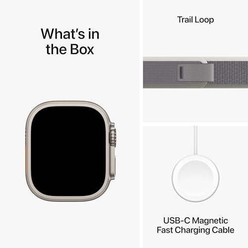 Apple Watch Ultra 2  GPS   Cellular 49mm  Smartwatch with Rugged Titanium Case & Green/Grey Trail Loop S/M  Fitness Tracker  Precision GPS  Action Button  Extra Long Battery Life