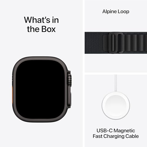 Apple Watch Ultra 3 GPS Cellular 49mm Running & Multisport Smartwatch w/Rugged Titanium Case w/Black Alpine Loop L Satellite Communications Advanced Health & Fitness Tracking